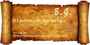 Blaskovich Gergely névjegykártya